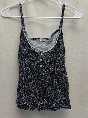John Galt Navy Floral Button-Front Cami Top
